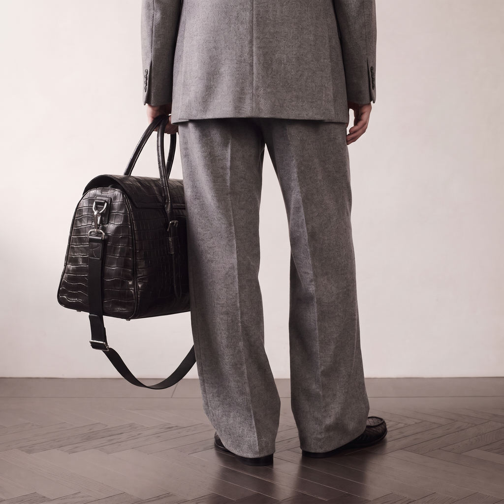 Croc-Embossed Leather Bag