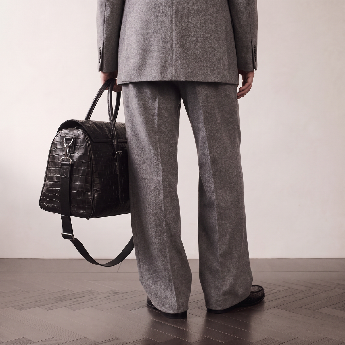 Croc-Embossed Leather Bag