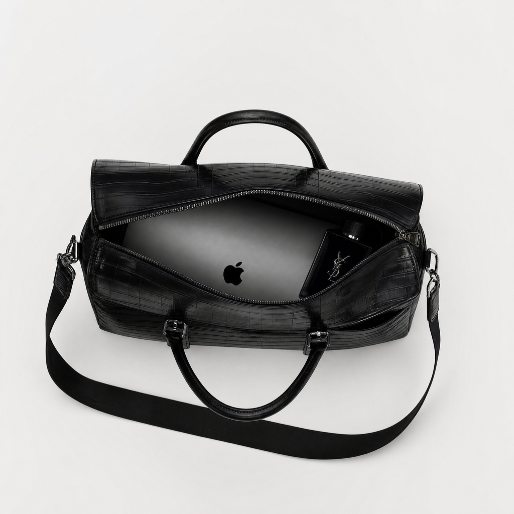 Croc-Embossed Leather Bag