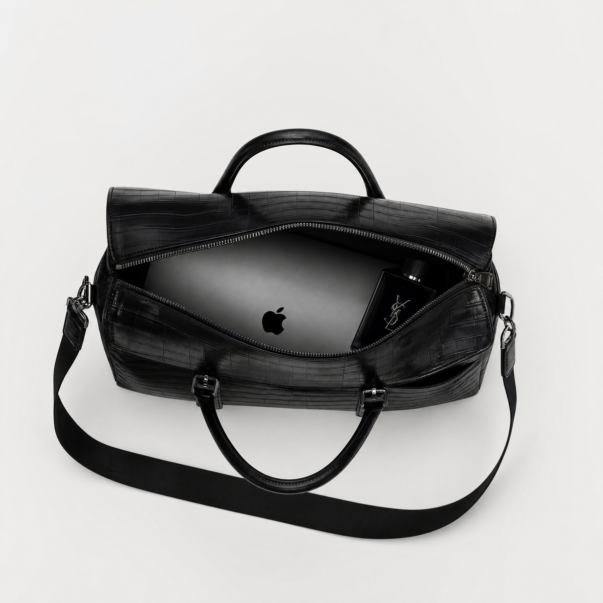 Croc-Embossed Leather Bag