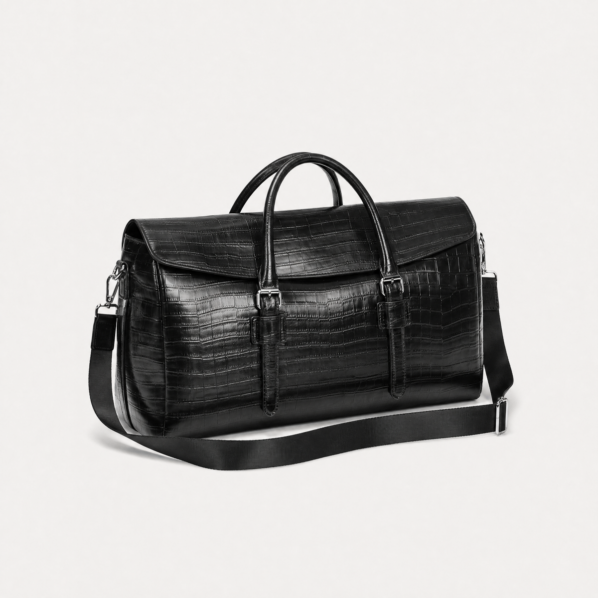 Croc-Embossed Leather Bag