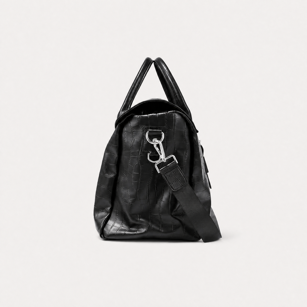 Croc-Embossed Leather Bag